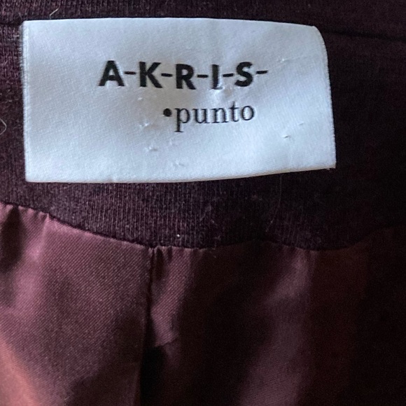 AKRIS PUNTO maroon wool jacket with lambskin collar size 8 - Picture 8 of 14